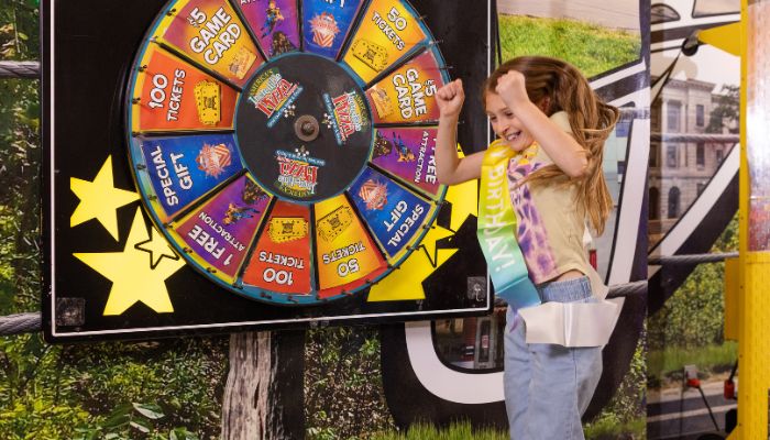 Prize Wheel excitement at kids birthday parties