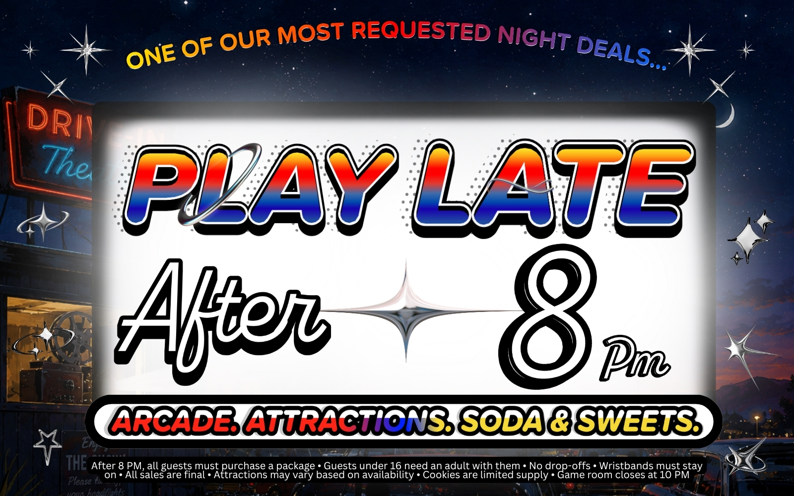 Stay L8 After 8 late-night deals now available at Incredible Food and Fun